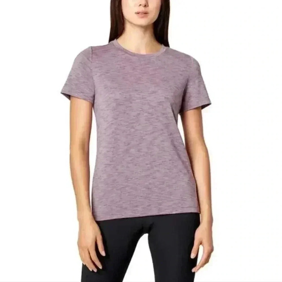 NWT Set of 2 Mondetta Active Tees XS Purple Solid Striped Performance T-shirt - Picture 2 of 9